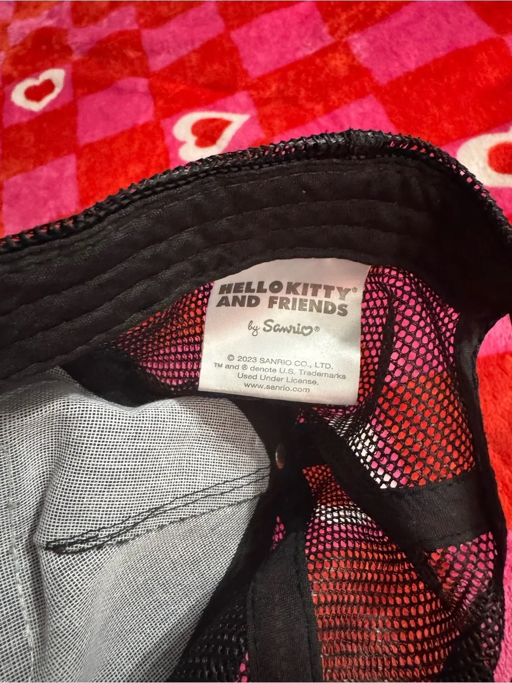 Sanrio Hello Kitty & Friends Black and Pink Mesh Hat